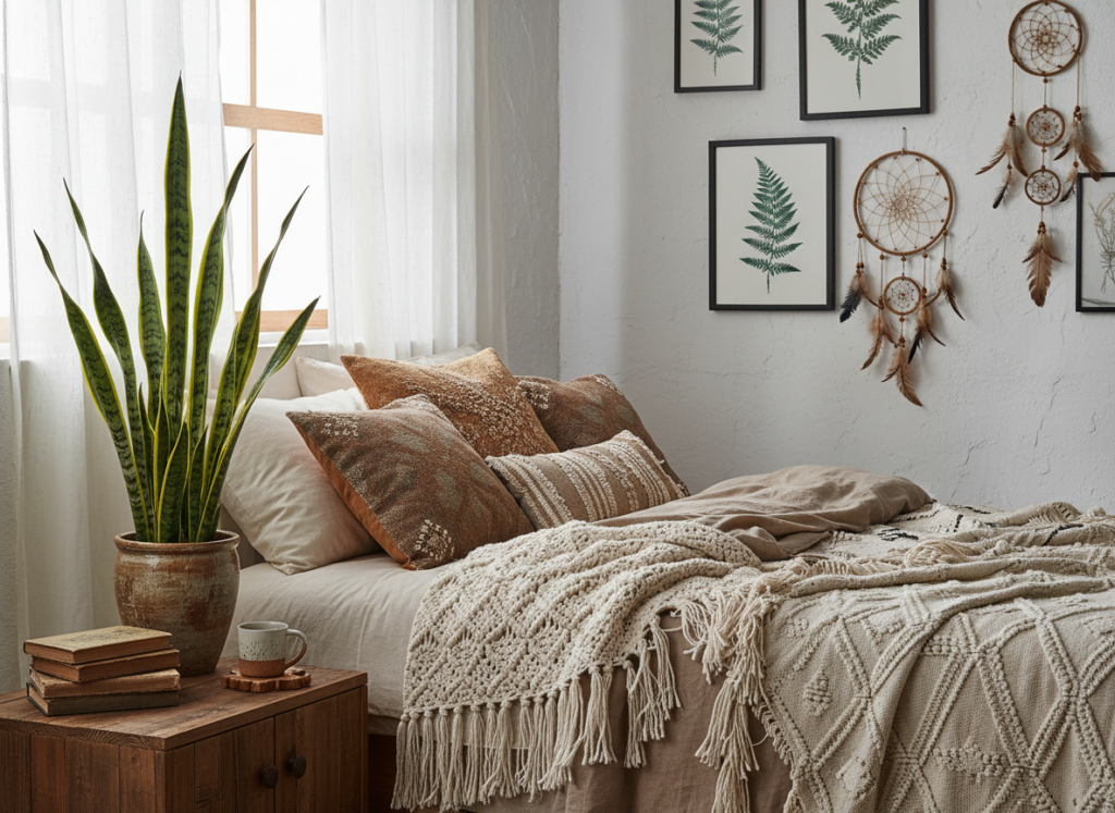 Snake Plant in Boho Bedroom