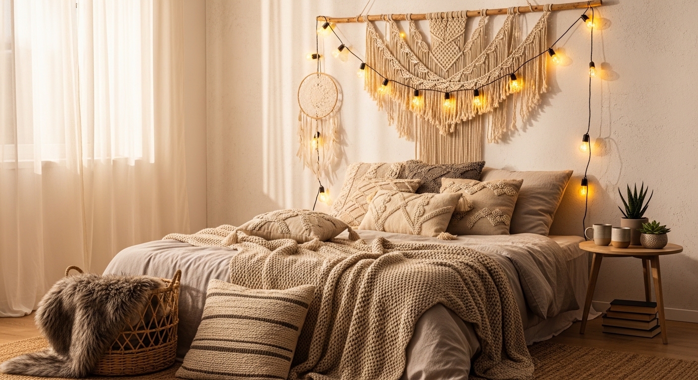 Boho Bedroom String Lights for Magical Touches