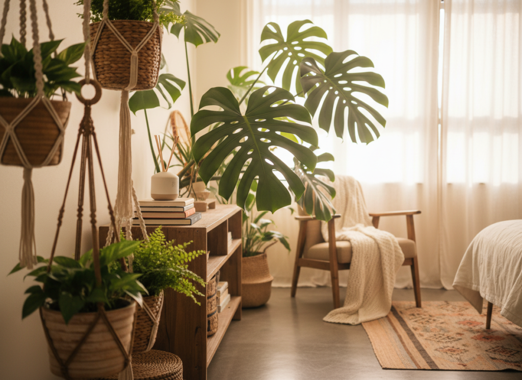 boho chic indoor plants