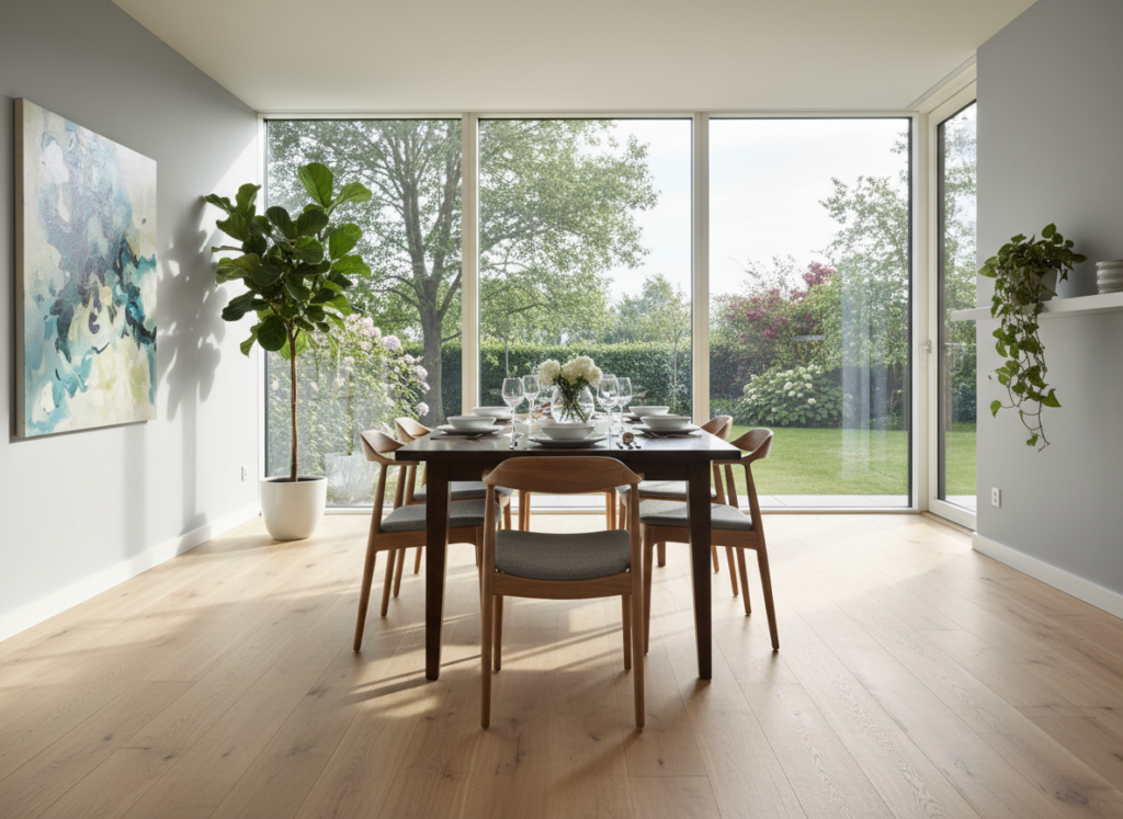 contemporary dining room flooring