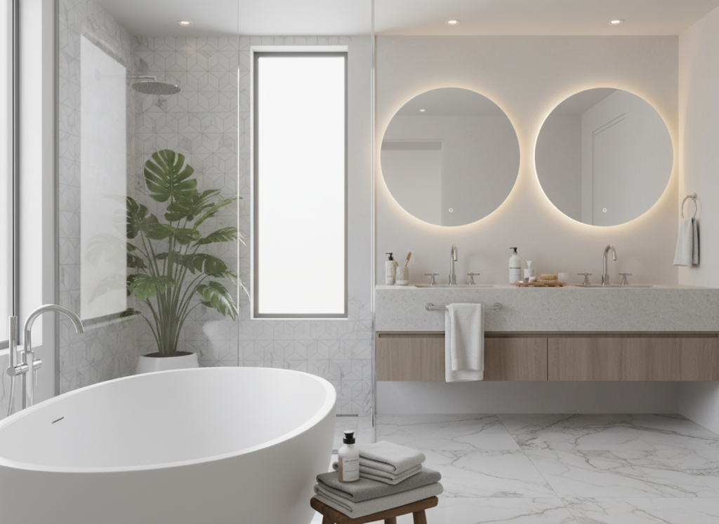 elegant bathroom layout