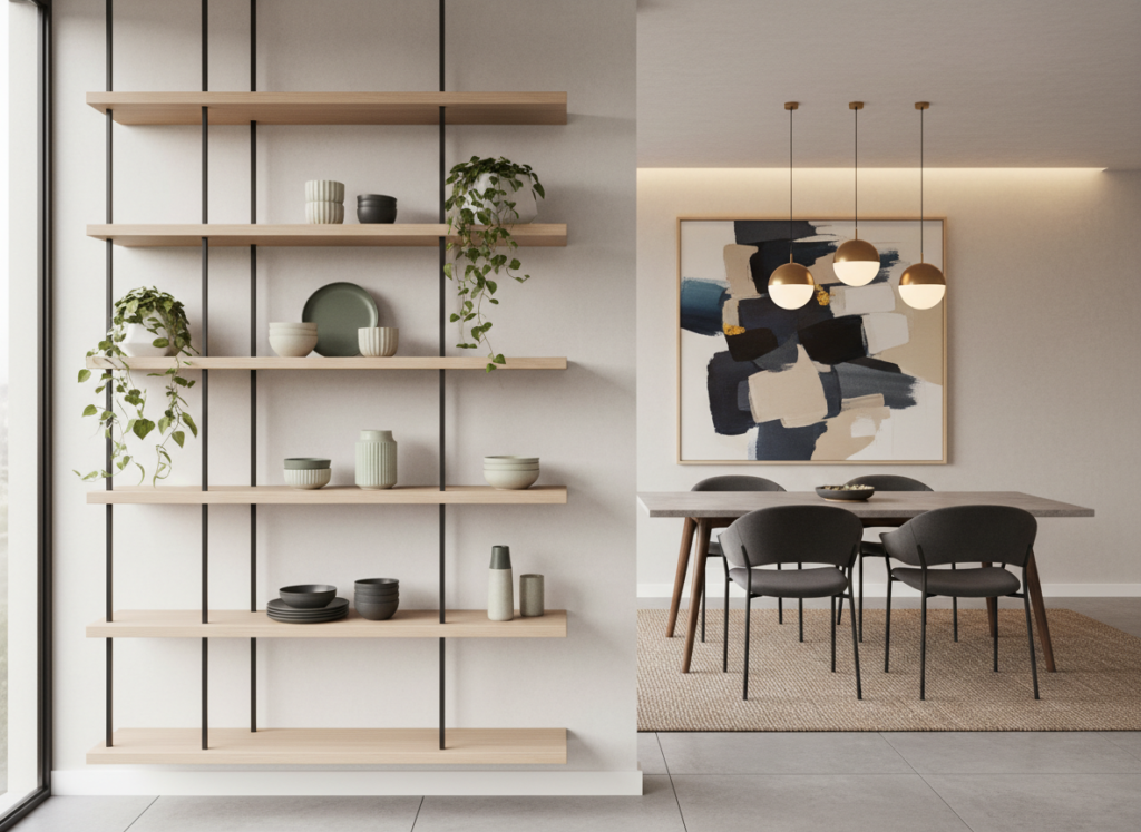 modern dining room shelves