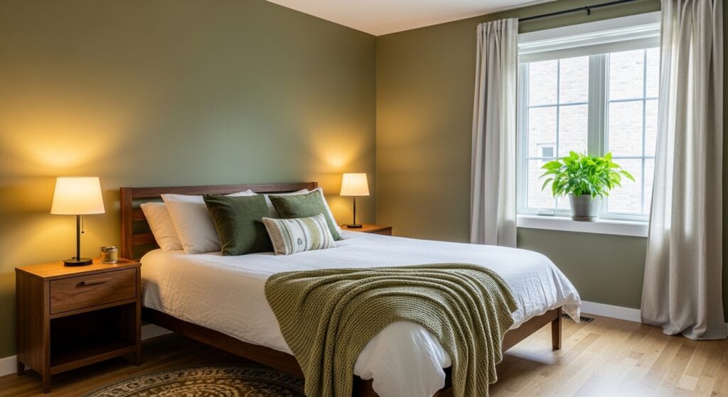 olive green bedroom 