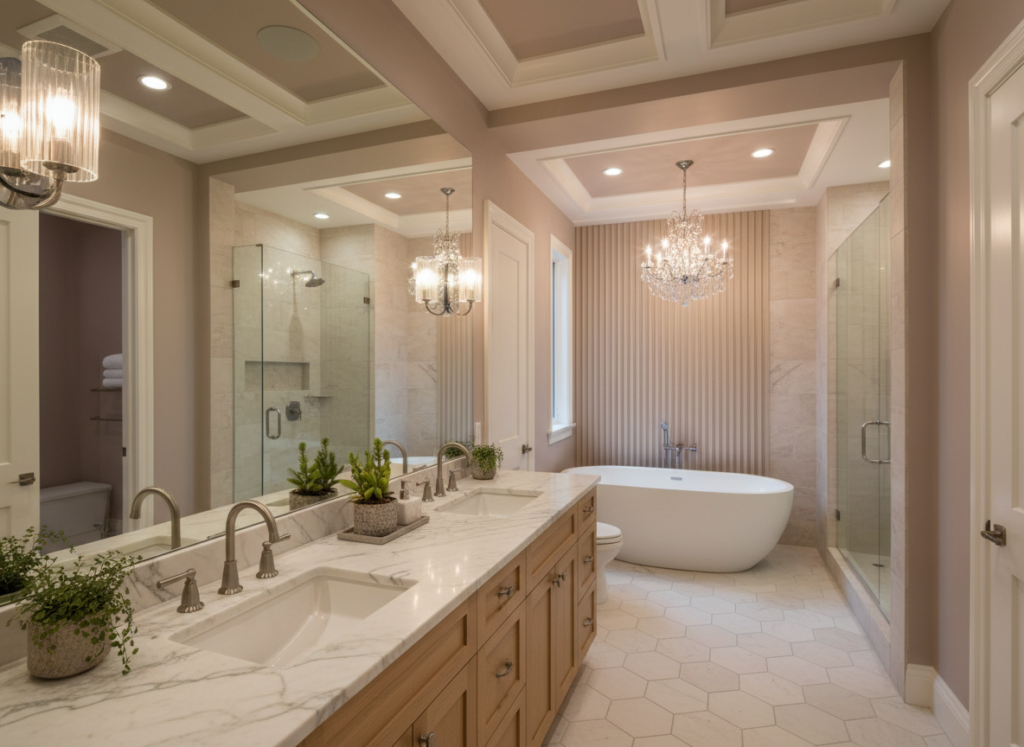sophisticated bathroom remodel lighting