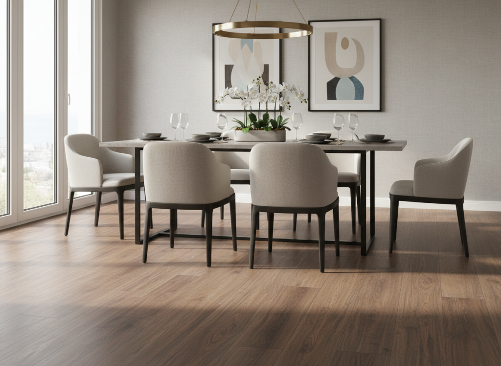 stylish dining room flooring
