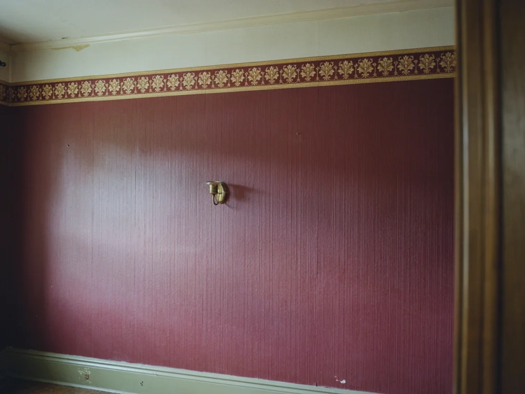 90s inspired wall decor with textured wallpaper border