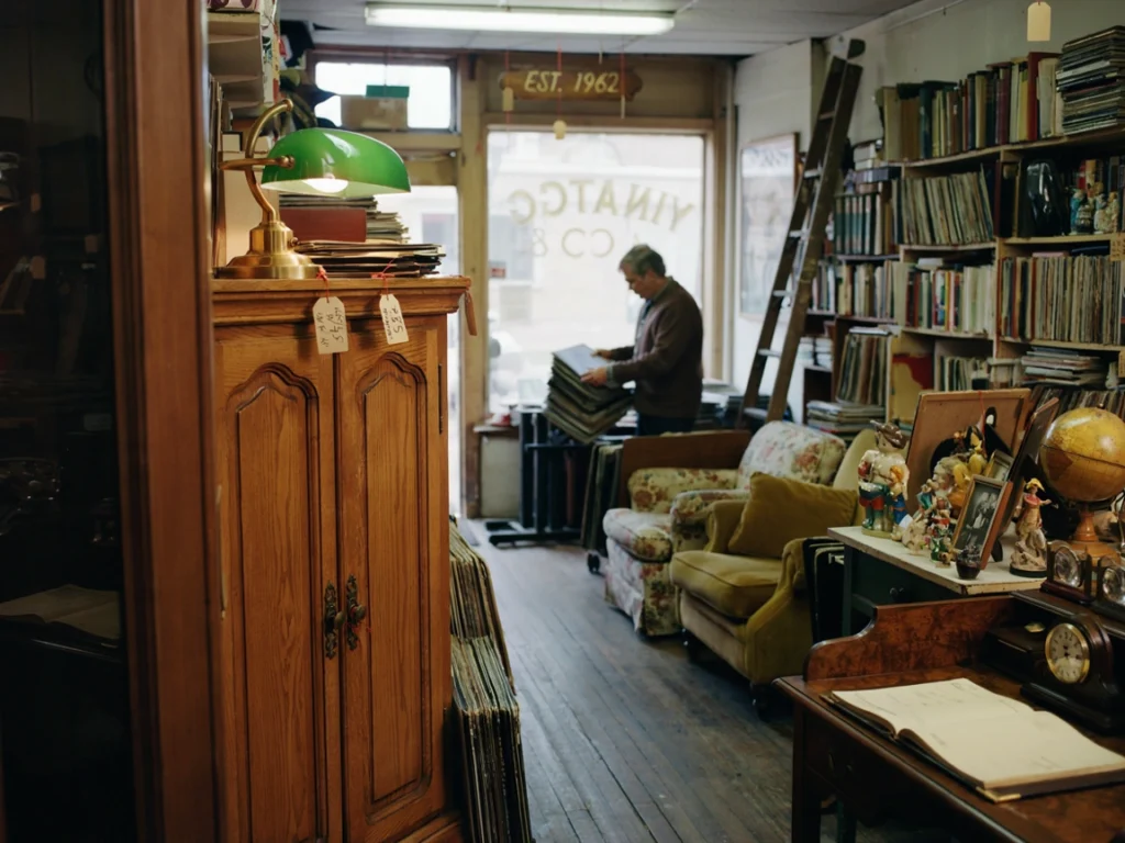 Thrift store with sustainable retro 90s furniture finds