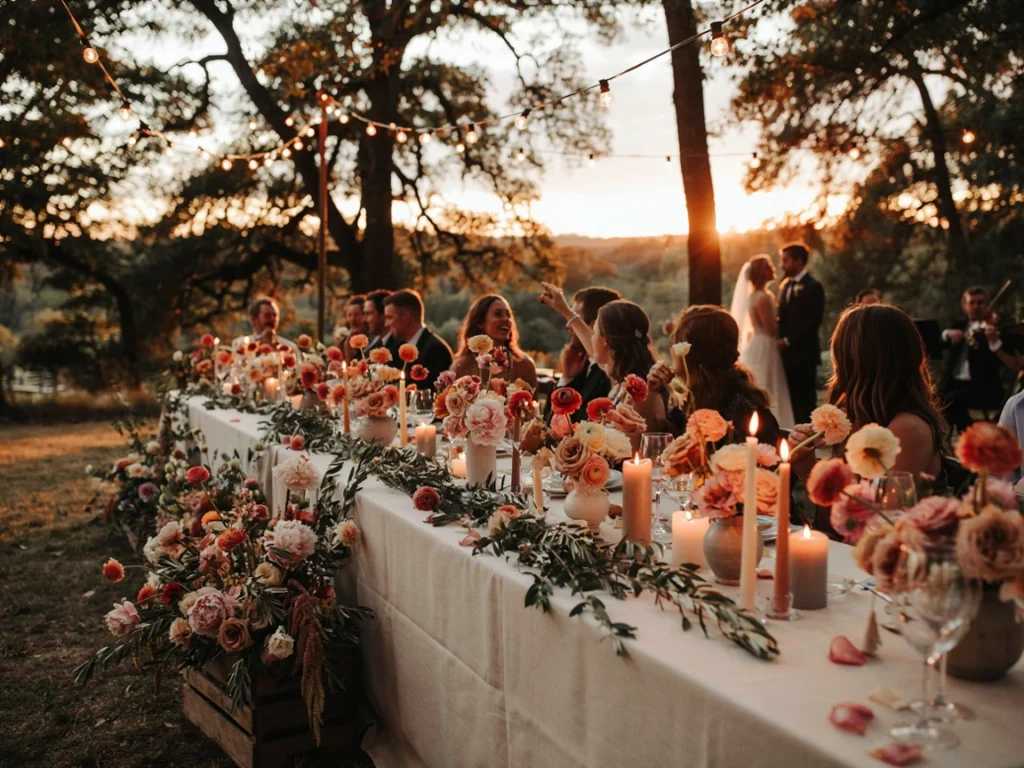 Dreamy colorful wedding reception capturing lasting memories