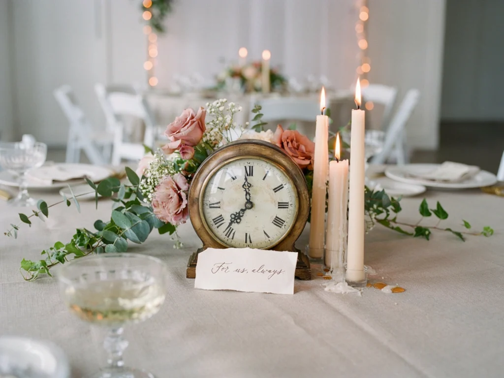 Sentimental personal wedding decor details on sweetheart table