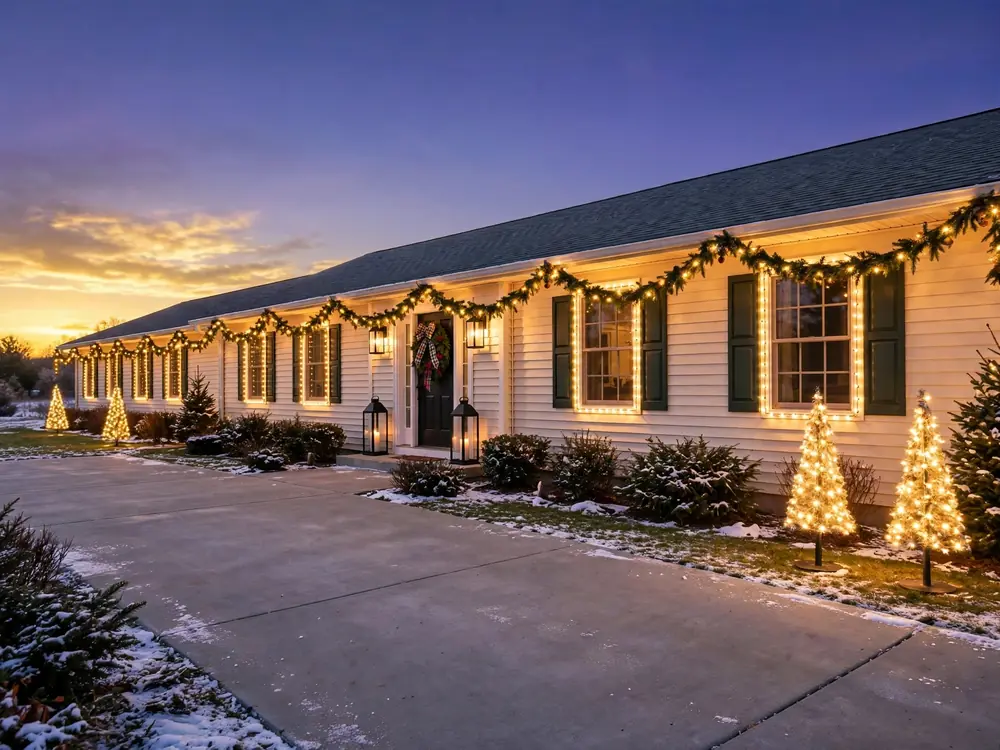 Ranch Home Christmas Outdoor Decor: 9 Looks Built for Low Rooflines
