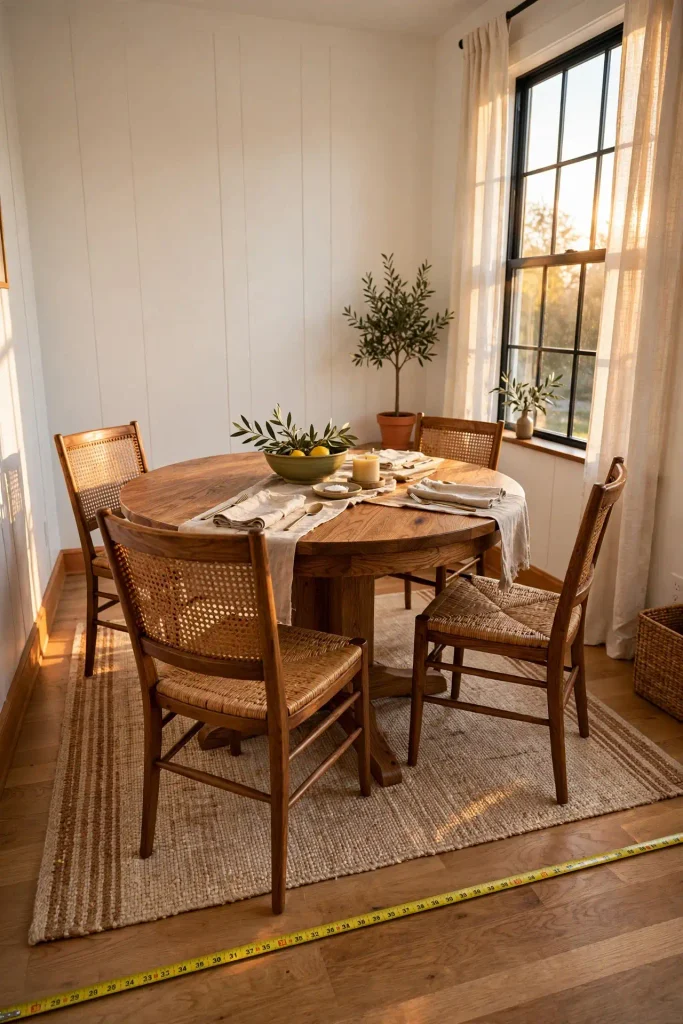 Round wood dining table with 36 inch clearance showing home decor ideas dining room table selection