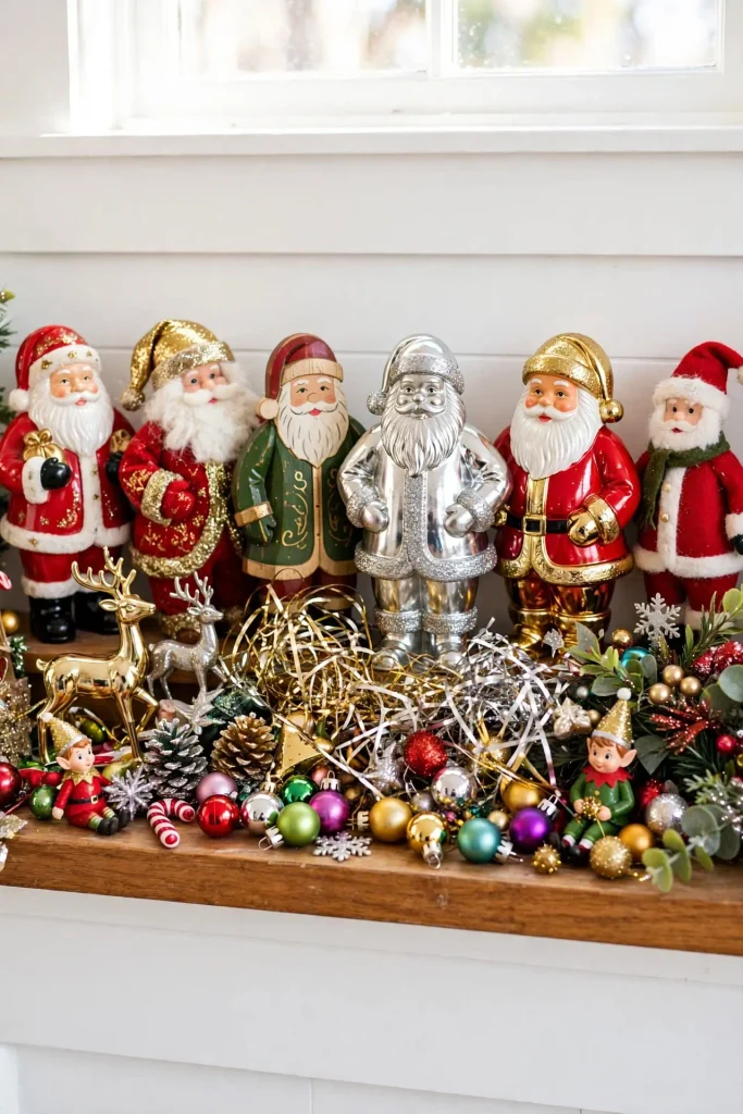 Smart shopping for Christmas home decor ideas laid out on floor with brass holders and linen candles