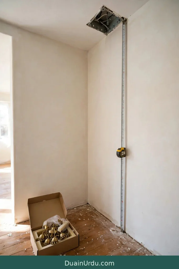 Measuring ceiling height and junction box before hanging jhumar for home decor ideas jhumar