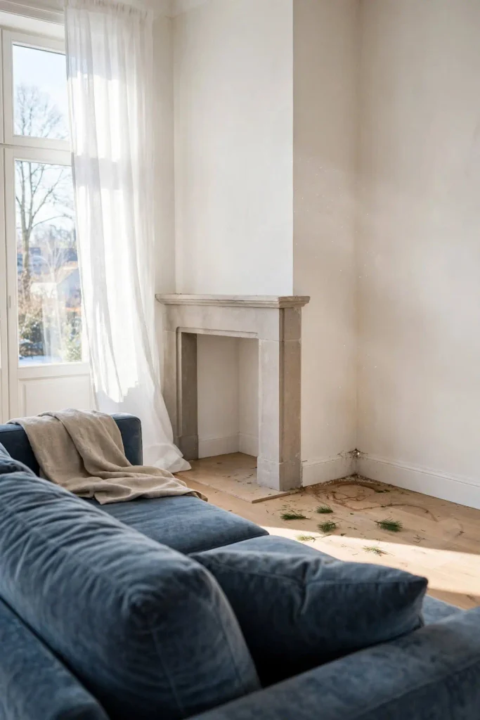 Empty living room corner after Christmas showing why winter home decor after Christmas feels hollow